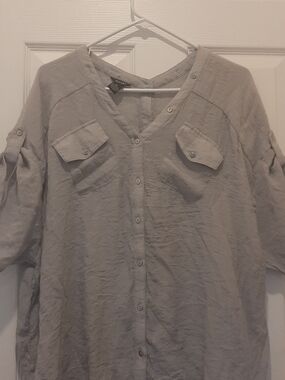 Alfani Light Gray XL Viscose-Blend Top